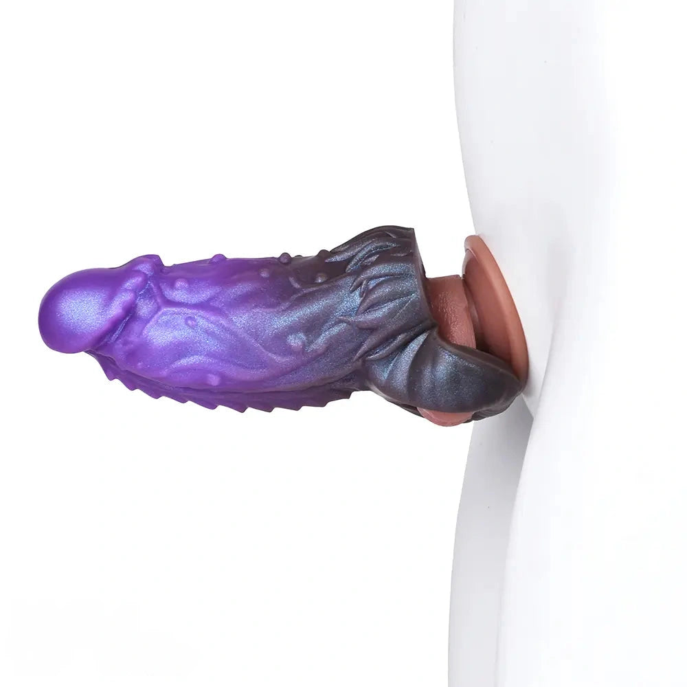 6.18in Dragon Fantasy Hollow Spiked Soft Dildo Sleeve For Penis Enlargement