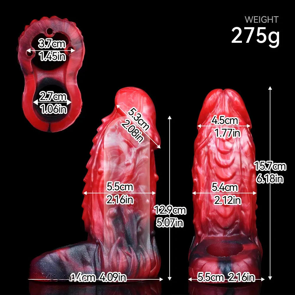 6.18in Spiked Sleeve Hollow Dildo Built-in keel Vibration Remote Cock Sleeve