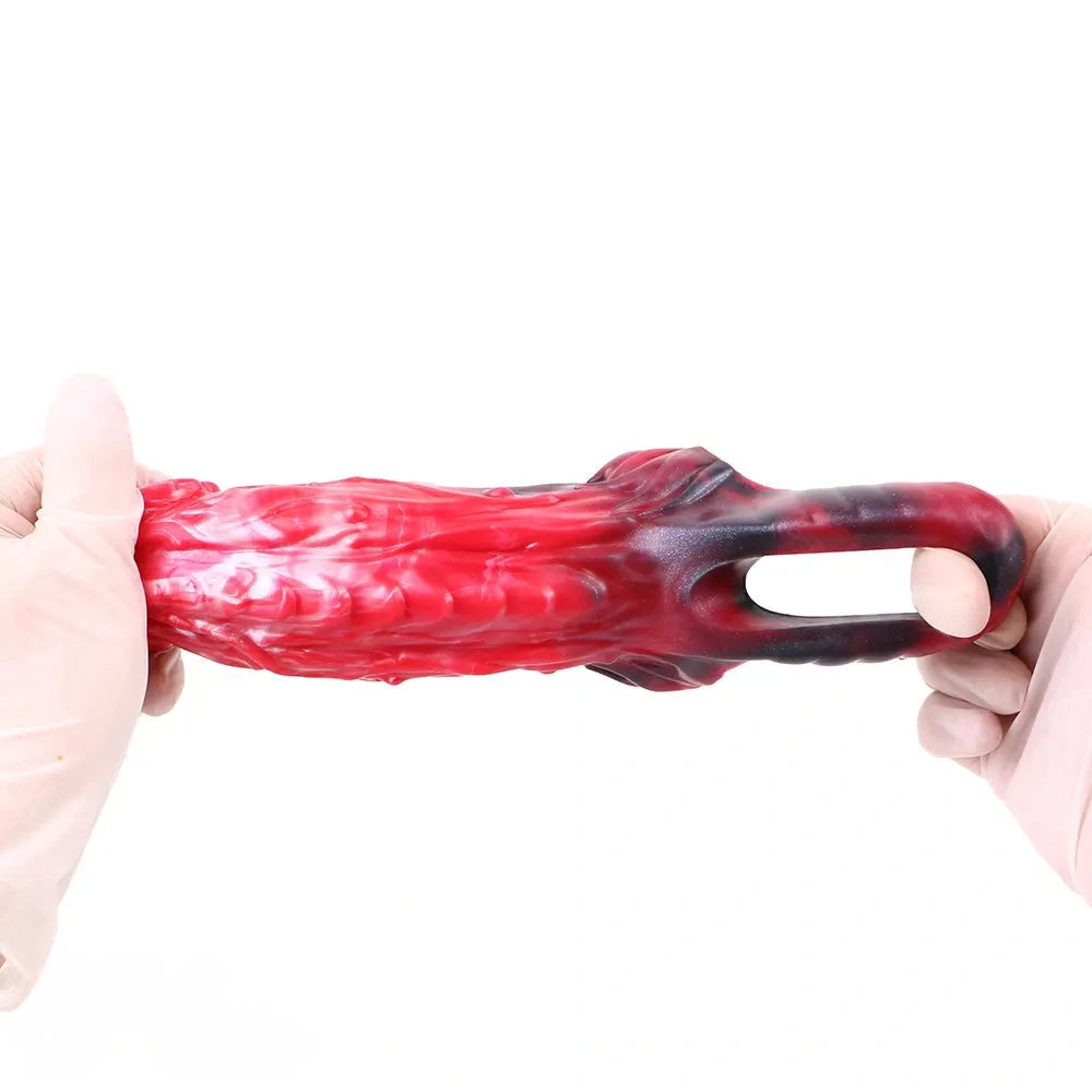 6.18in Spiked Sleeve Hollow Dildo Built-in keel Vibration Remote Cock Sleeve