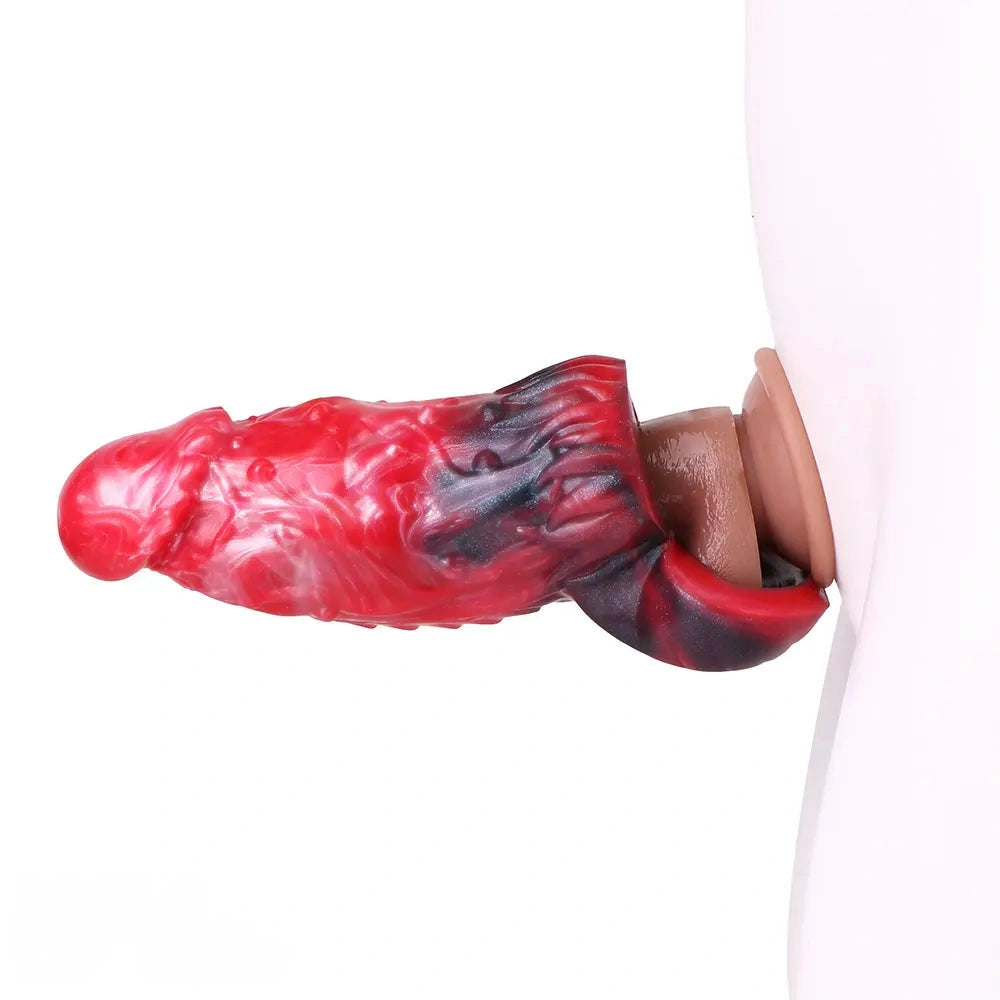6.18in Spiked Sleeve Hollow Dildo Built-in keel Vibration Remote Cock Sleeve