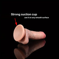 6.18in Super Realistic Silicone Soft Cock Dildo With Hairs Sucker