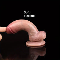 6.18in Super Realistic Silicone Soft Cock Dildo With Hairs Sucker