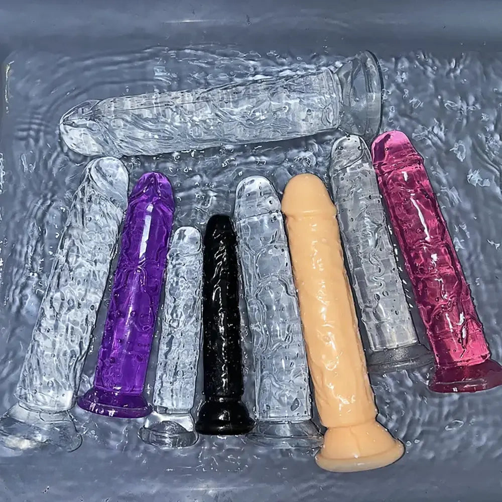 6.1in 6.7in 7.48in 8.26in 9.05in Soft Realistic Jelly Transparent Dildo