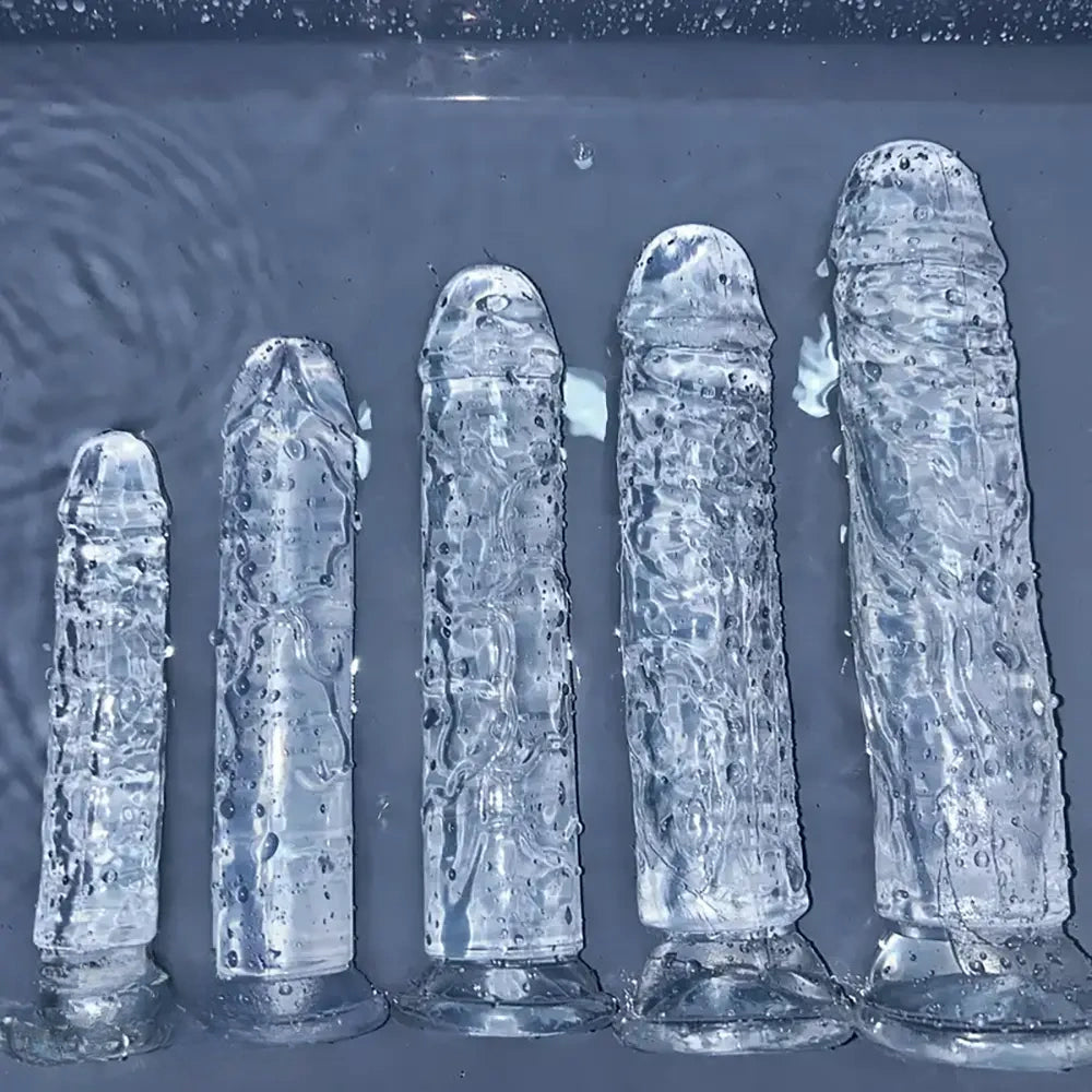 6.1in 6.7in 7.48in 8.26in 9.05in Soft Realistic Jelly Transparent Dildo
