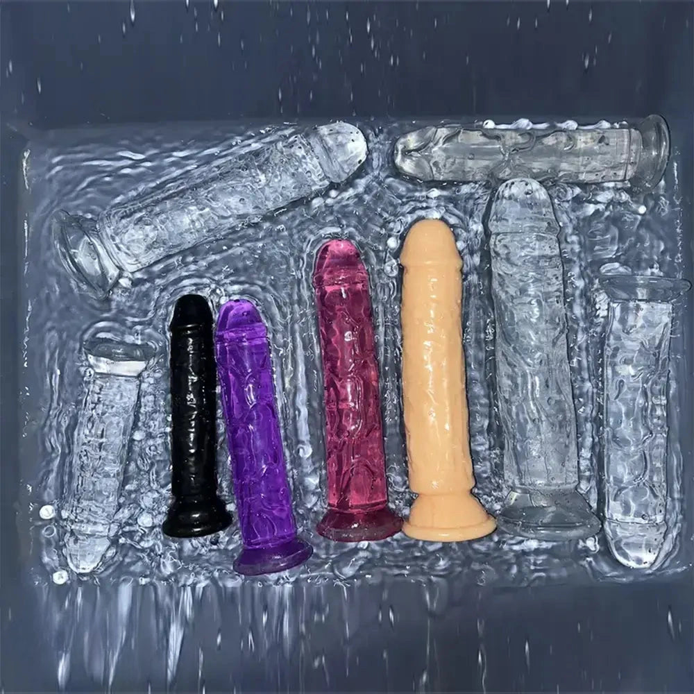 6.1in 6.7in 7.48in 8.26in 9.05in Soft Realistic Jelly Transparent Dildo