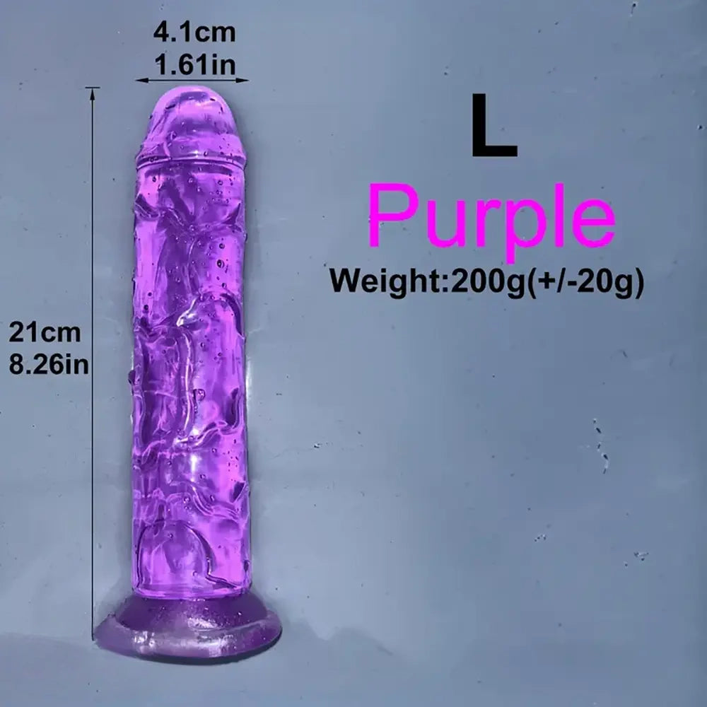 6.1in 6.7in 7.48in 8.26in 9.05in Soft Realistic Jelly Transparent Dildo