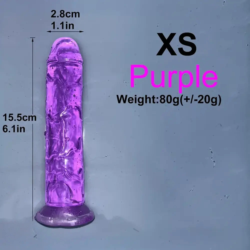 6.1in 6.7in 7.48in 8.26in 9.05in Soft Realistic Jelly Transparent Dildo