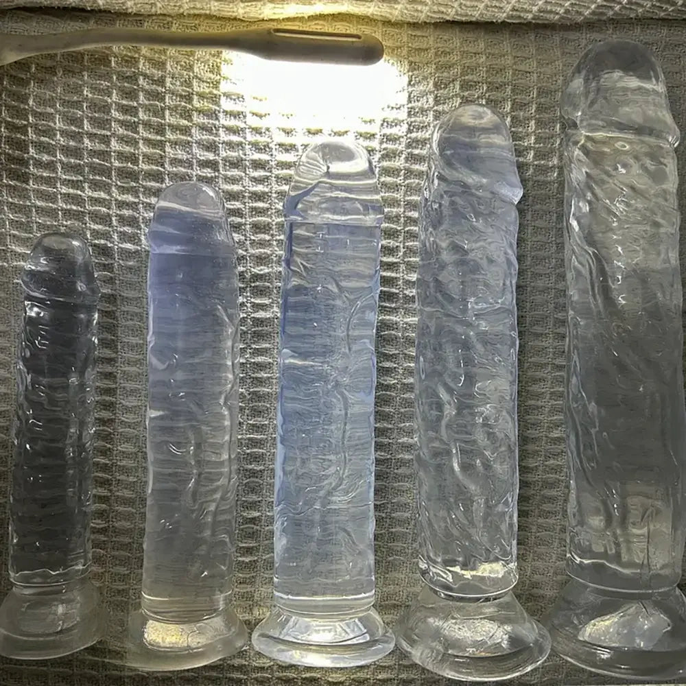 6.1in 6.7in 7.48in 8.26in 9.05in Soft Realistic Jelly Transparent Dildo