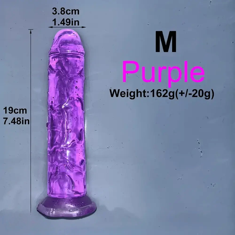 6.1in 6.7in 7.48in 8.26in 9.05in Soft Realistic Jelly Transparent Dildo
