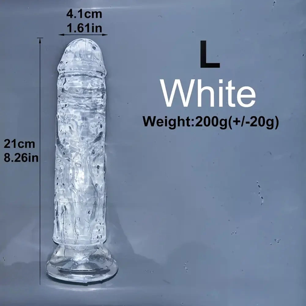 6.1in 6.7in 7.48in 8.26in 9.05in Soft Realistic Jelly Transparent Dildo