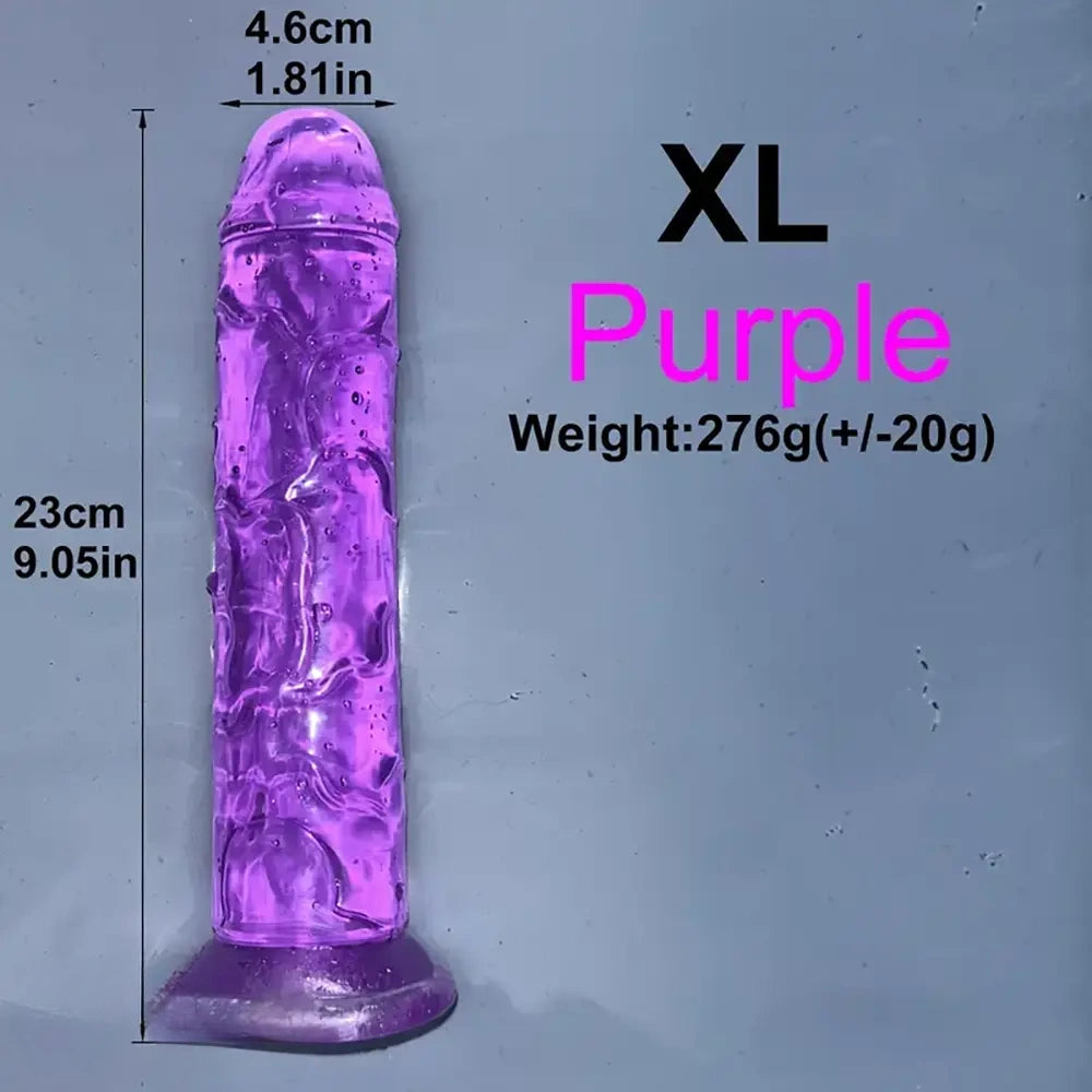 6.1in 6.7in 7.48in 8.26in 9.05in Soft Realistic Jelly Transparent Dildo