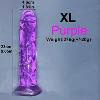 6.1in 6.7in 7.48in 8.26in 9.05in Soft Realistic Jelly Transparent Dildo