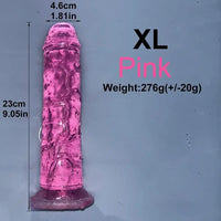 6.1in 6.7in 7.48in 8.26in 9.05in Soft Realistic Jelly Transparent Dildo