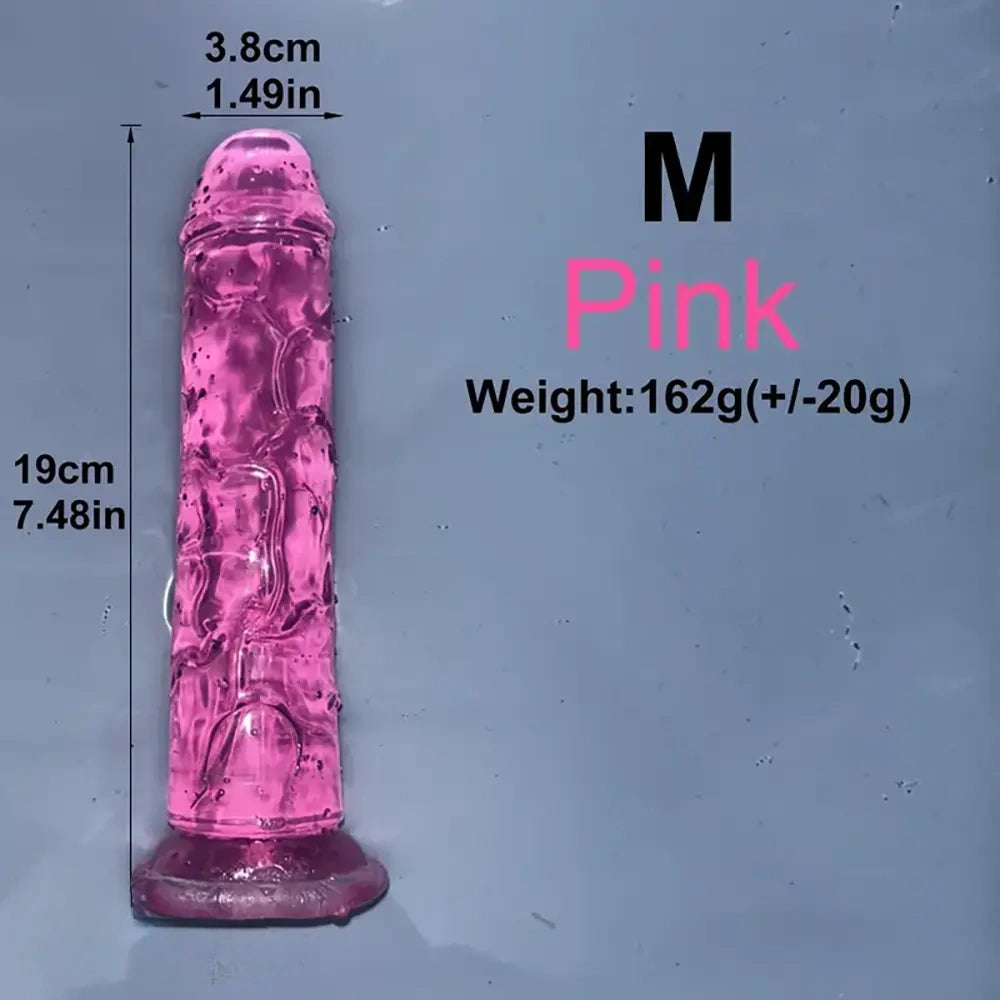 6.1in 6.7in 7.48in 8.26in 9.05in Soft Realistic Jelly Transparent Dildo
