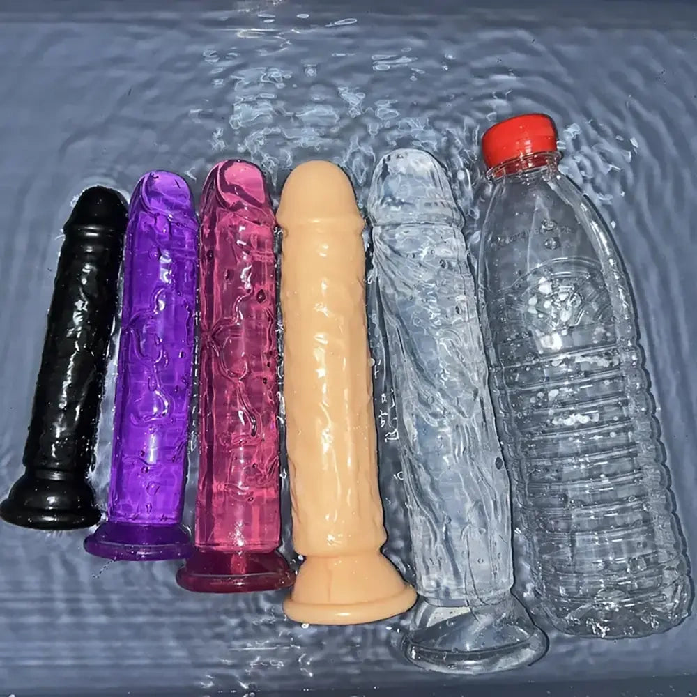 6.1in 6.7in 7.48in 8.26in 9.05in Soft Realistic Jelly Transparent Dildo