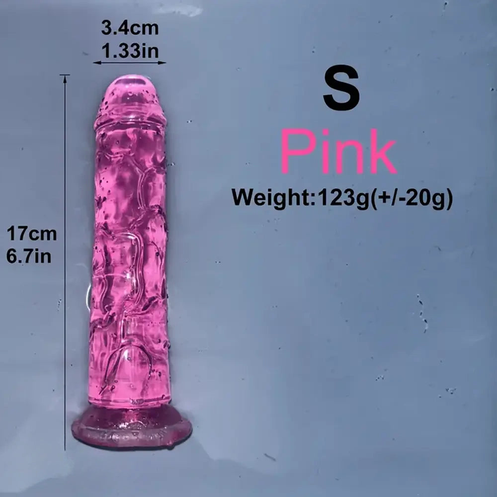 6.1in 6.7in 7.48in 8.26in 9.05in Soft Realistic Jelly Transparent Dildo