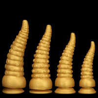 6.1in 6.88in 8.26in 8.66in Gold Silicone Multi-size Octopus Thick Dildo