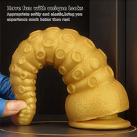 6.1in 6.88in 8.26in 8.66in Gold Silicone Multi-size Octopus Thick Dildo