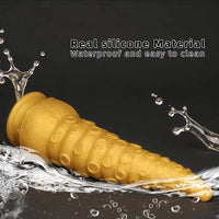 6.1in 6.88in 8.26in 8.66in Gold Silicone Multi-size Octopus Thick Dildo