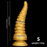 6.1in 6.88in 8.26in 8.66in Gold Silicone Multi-size Octopus Thick Dildo