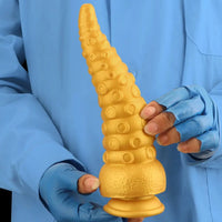 6.1in 6.88in 8.26in 8.66in Gold Silicone Multi-size Octopus Thick Dildo