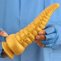 6.1in 6.88in 8.26in 8.66in Gold Silicone Multi-size Octopus Thick Dildo