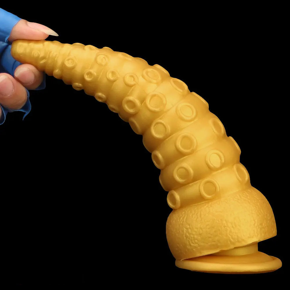 6.1in 6.88in 8.26in 8.66in Gold Silicone Multi-size Octopus Thick Dildo