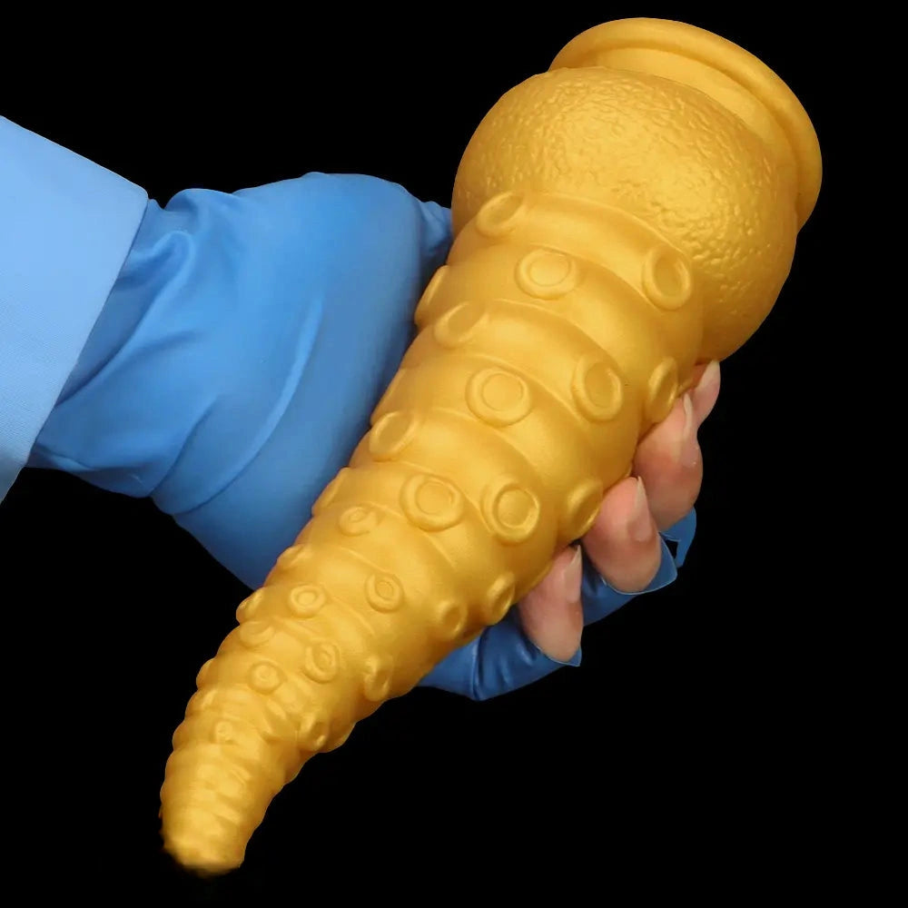 6.1in 6.88in 8.26in 8.66in Gold Silicone Multi-size Octopus Thick Dildo