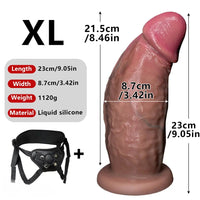 6.1in 7.08in 8.26in 9.05in 9.84in Realistic Thick Strap on Silicone Dildo Toy