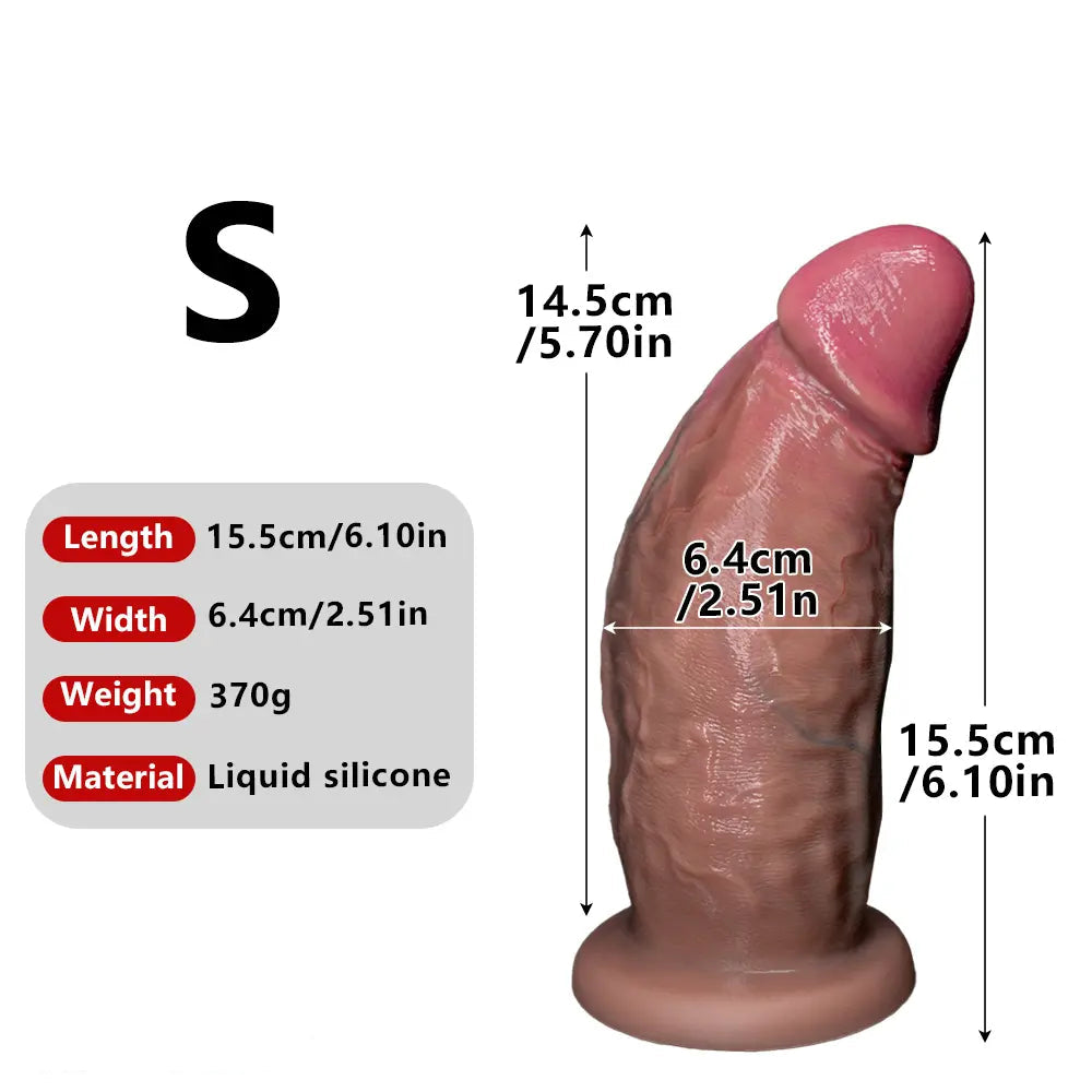 6.1in 7.08in 8.26in 9.05in 9.84in Realistic Thick Strap on Silicone Dildo Toy