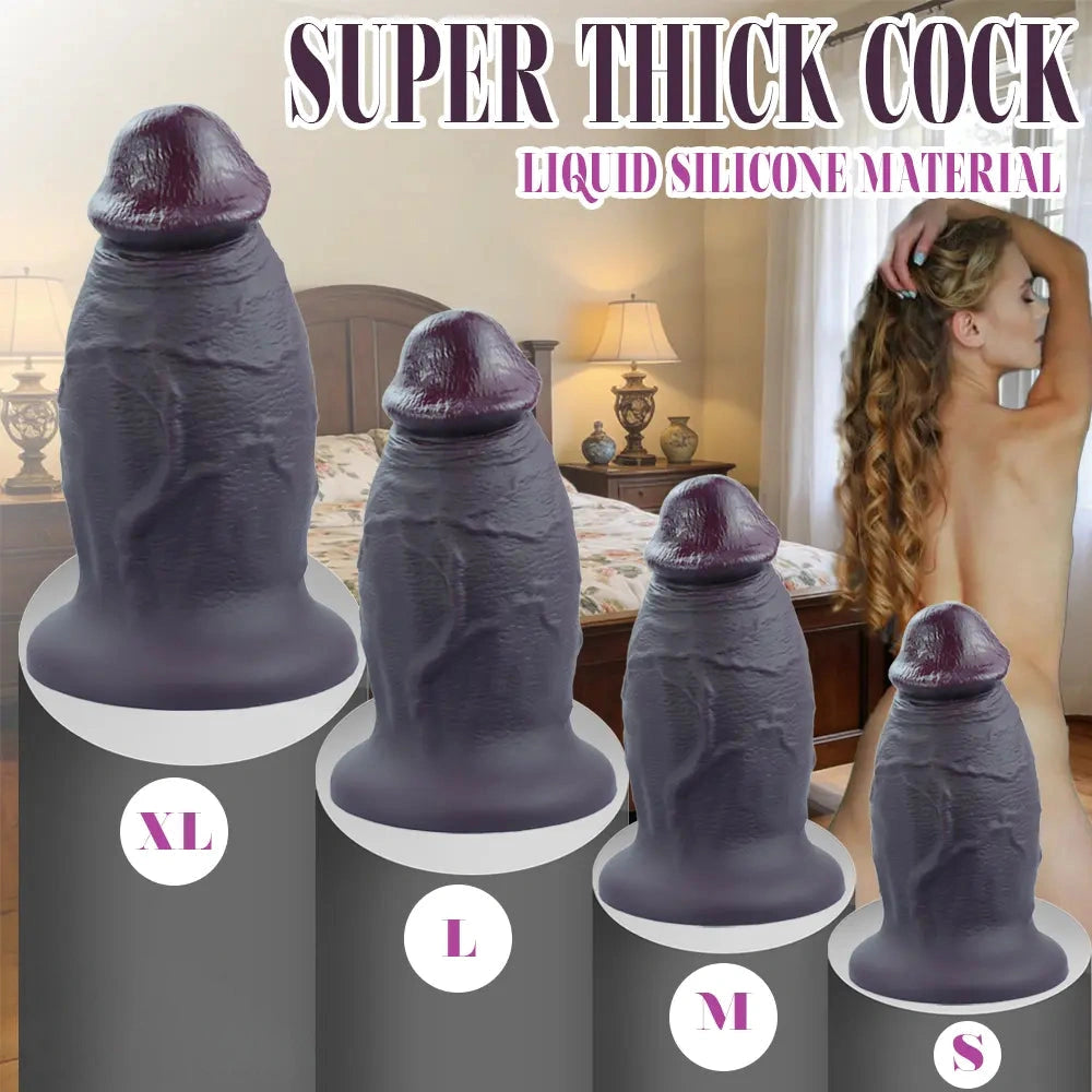 6.1in 7.48in 8.66in 9.44in Thick Real Penis Silicone Cock Toy For Novelty