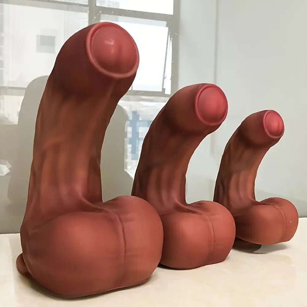 6.1in 7.48in 8.86in Liquid Silicone Soft Simulation Foreskin Uncut Real Dildo