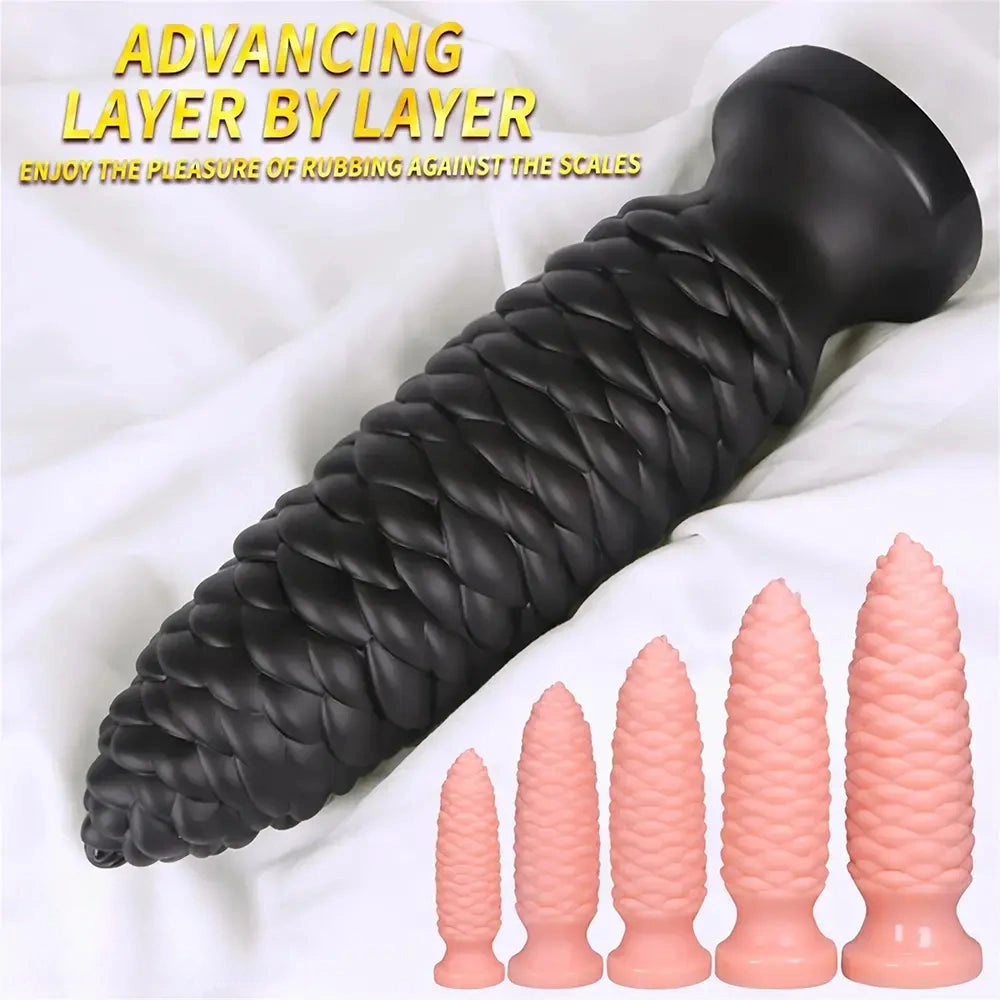 6.1in 7.67in 9.05in 10.43in 11.8in Big Anal Plug Scaly Thick Dildo Odd Sex Toy