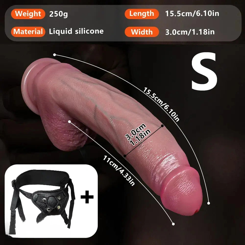 6.1in 7.67in 9.64in Curved Real Strap on Dildo Realistic Sex Toy For Adults