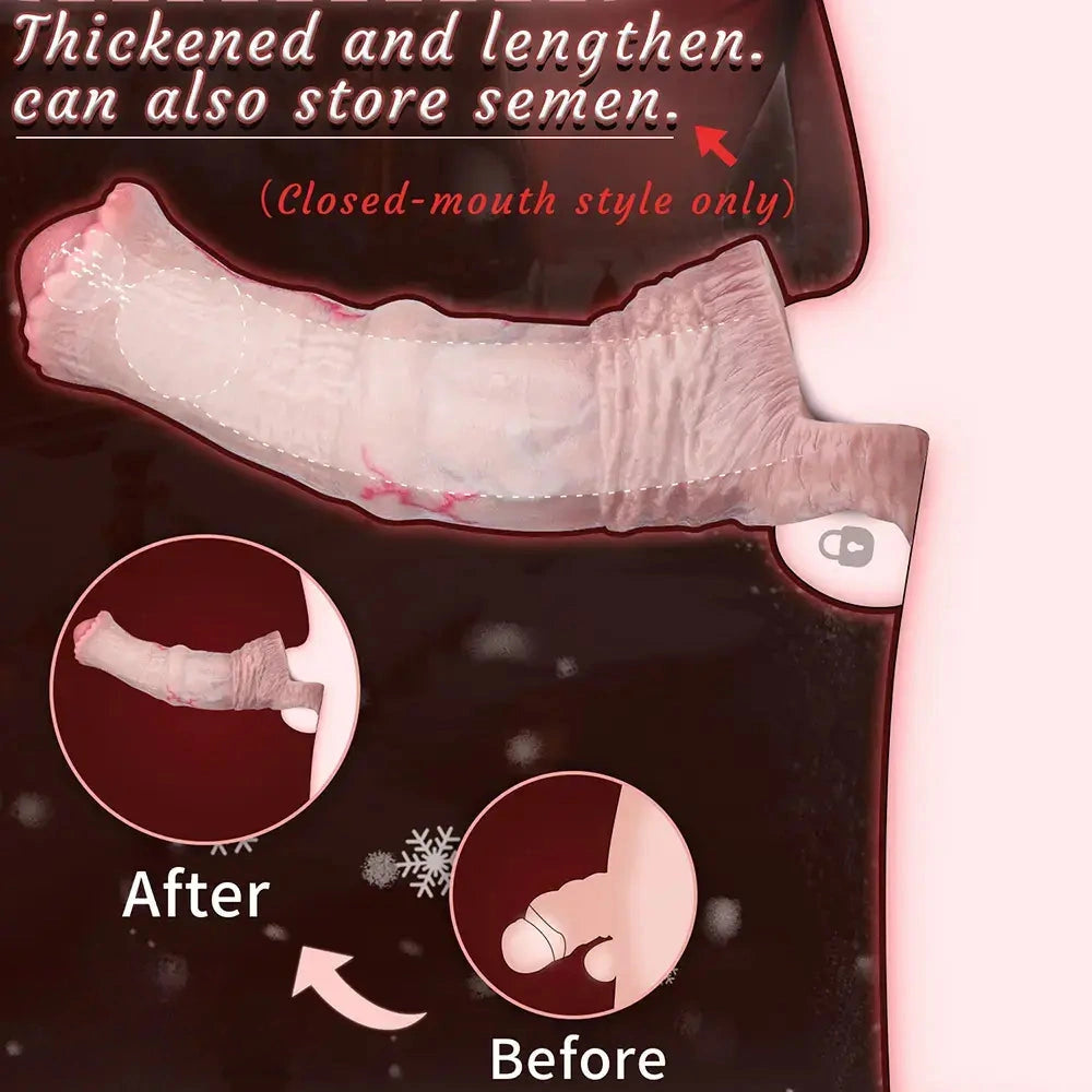 6.1in 7.71in Horse Penis Dildo Sleeve Realistic Texture Stem Pulse Cock Sleeve