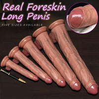 6.1in 7.87in 9.64in 11.41in 13.38in Strap on Real Foreskin Long Big Dildo