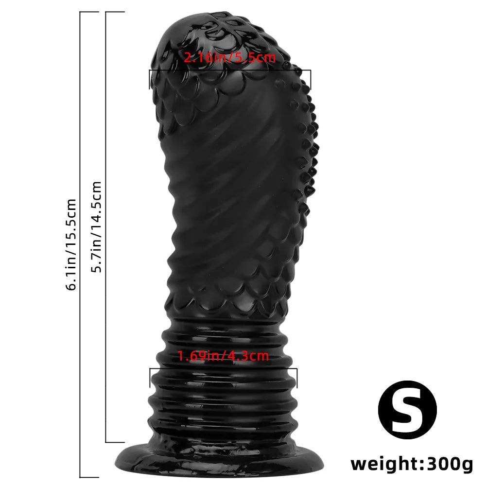 6.1in 8.46in 10.43in Fantasy Black Large Dildo Butt Plug For Fist Sex