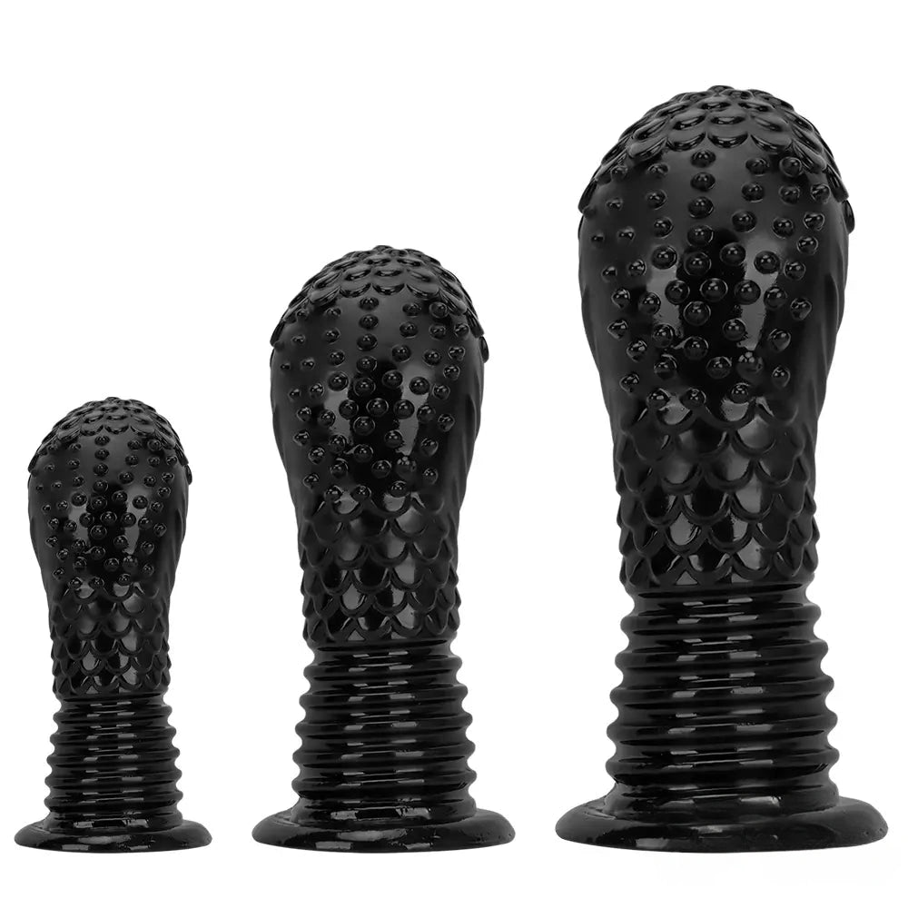 6.1in 8.46in 10.43in Fantasy Black Large Dildo Butt Plug For Fist Sex