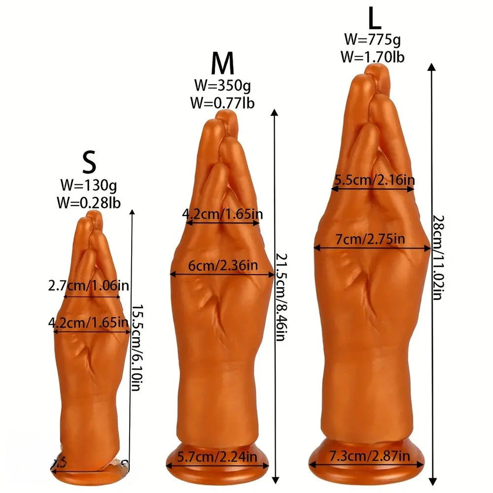 6.1in 8.46in 11.02in Realistic Arm Palm Shaped Dildo Silicone Fist Anal Plug