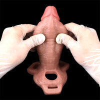 6.1in Lifelike Silicone Soft Strap on Penis Extender Cock Sleeve Dildo Toy