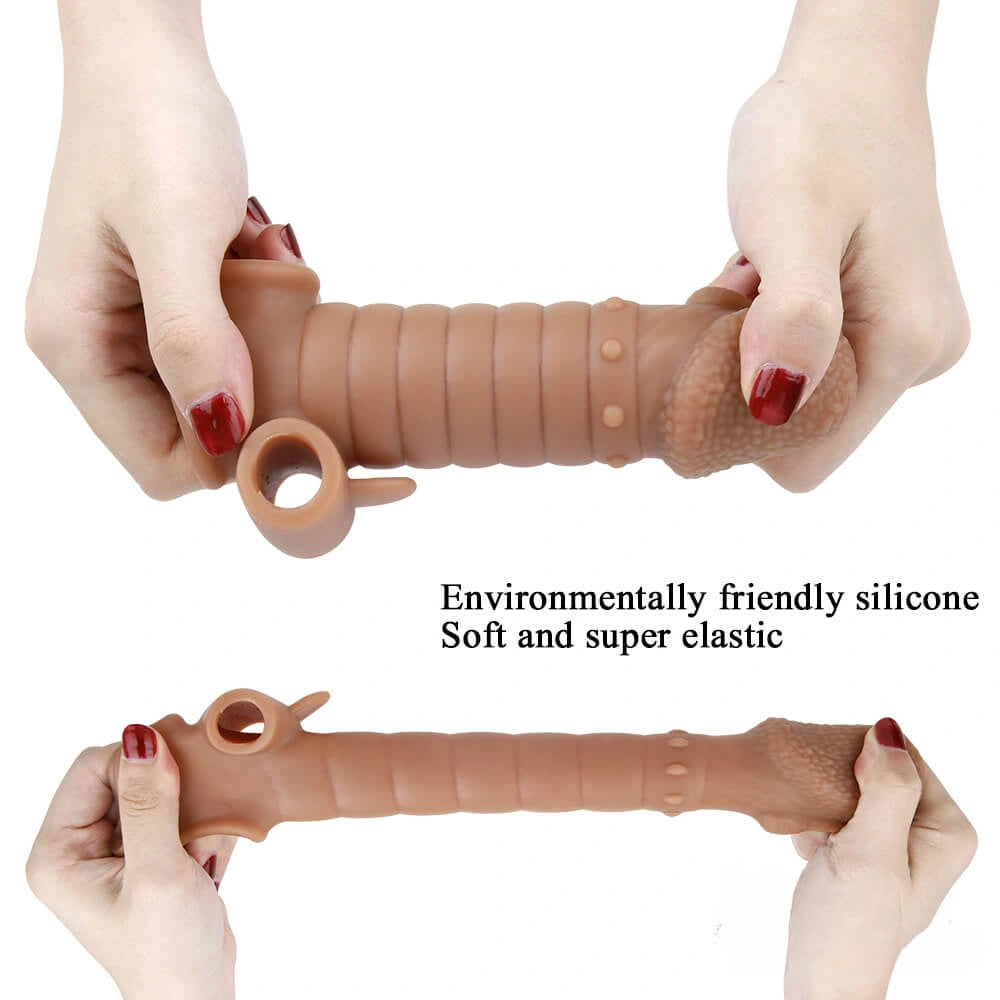 6.1in Male Penis Sleeve Silicone Penis Extender Vibration Sex Toy