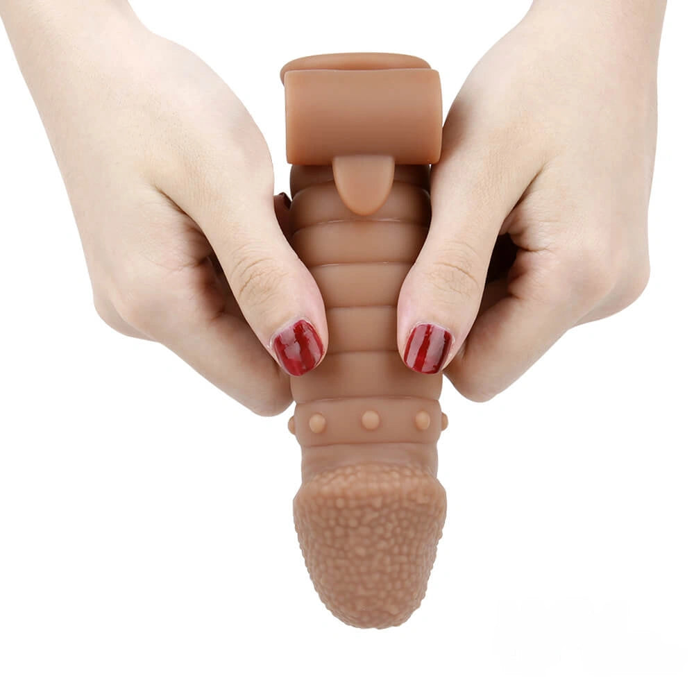 6.1in Male Penis Sleeve Silicone Penis Extender Vibration Sex Toy