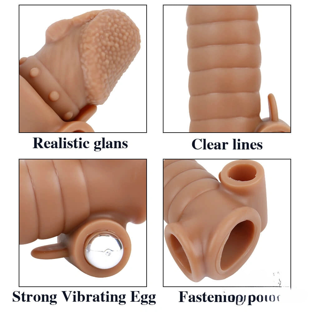 6.1in Male Penis Sleeve Silicone Penis Extender Vibration Sex Toy