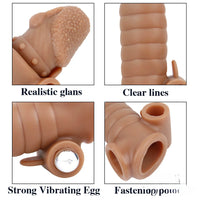 6.1in Male Penis Sleeve Silicone Penis Extender Vibration Sex Toy