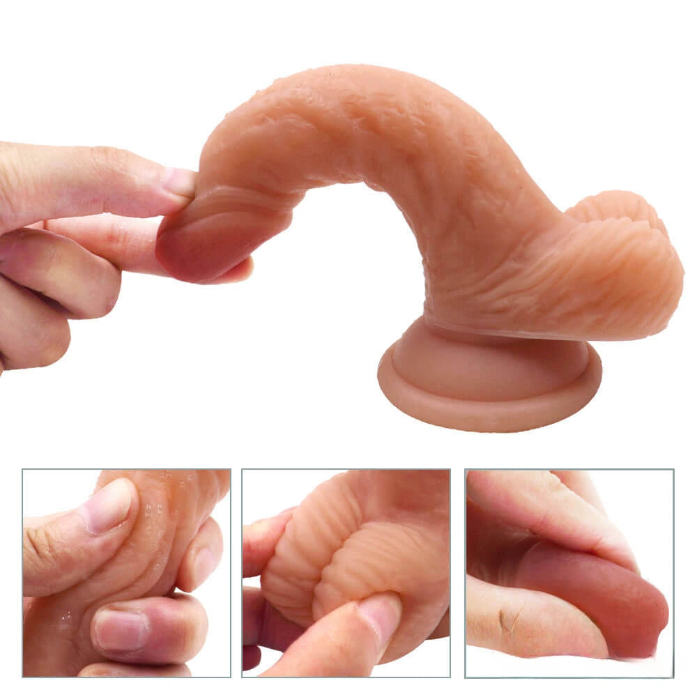 6.1in Realistic Dildo Soft Bendable Silicone Sex Toy For Female