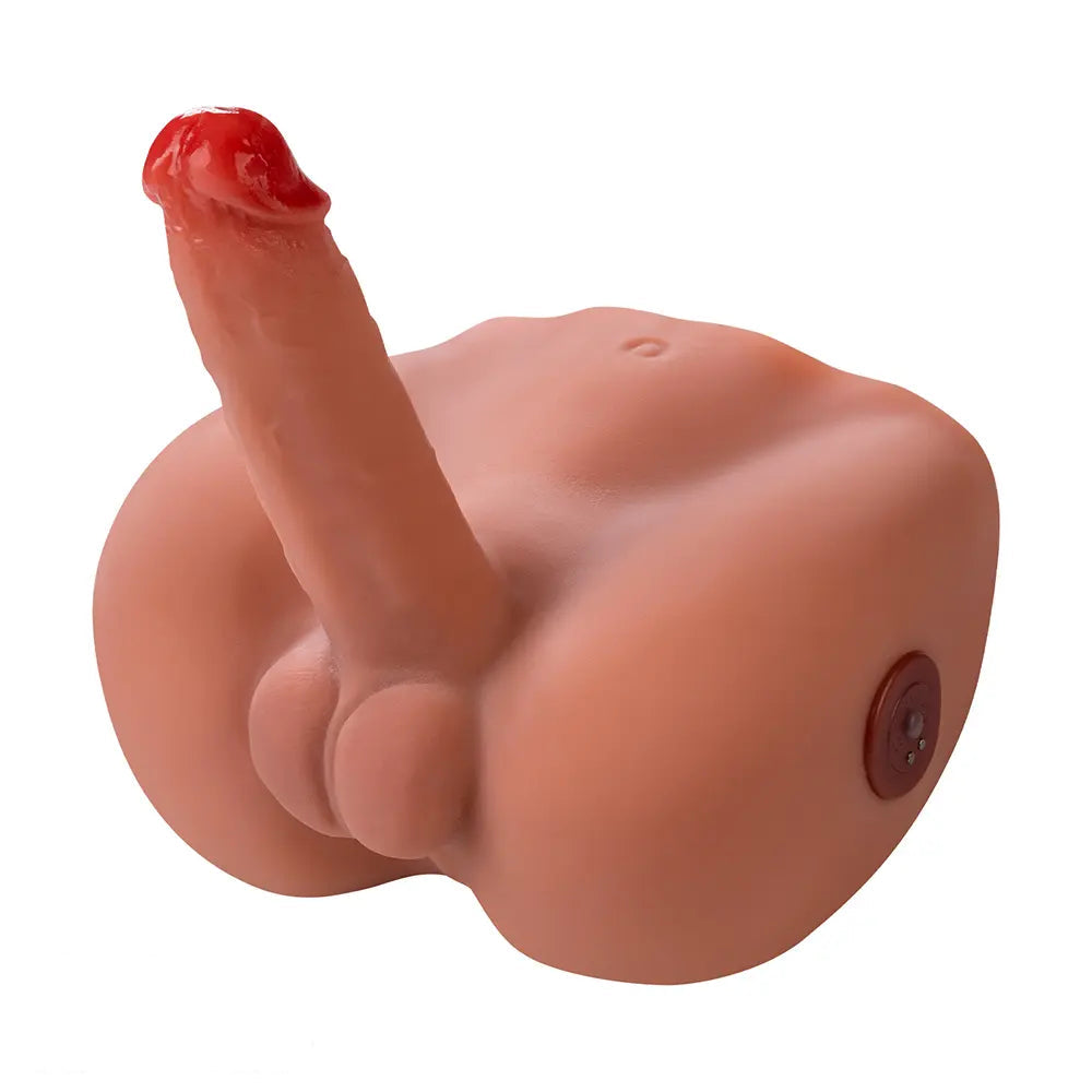 6.1in Realistic Veins Vibrating Thrusting Torso Dildo Real Skin Auto Sex Torso