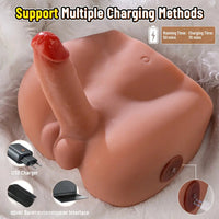 6.1in Realistic Veins Vibrating Thrusting Torso Dildo Real Skin Auto Sex Torso