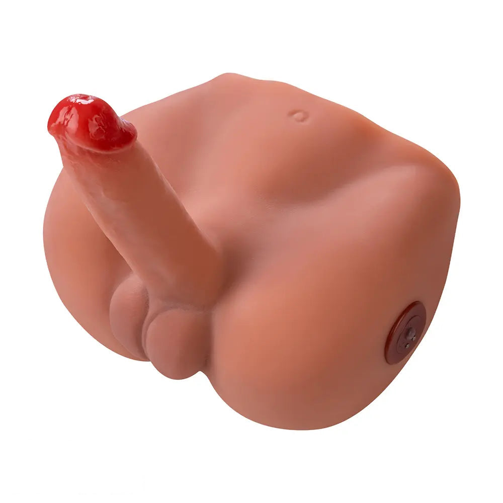 6.1in Realistic Veins Vibrating Thrusting Torso Dildo Real Skin Auto Sex Torso