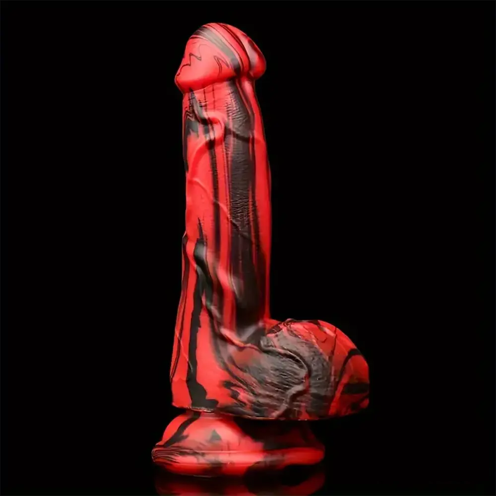 6.1in Silicone Soft Red Black Dildo For G-Spot Anal Stimulation Women Men