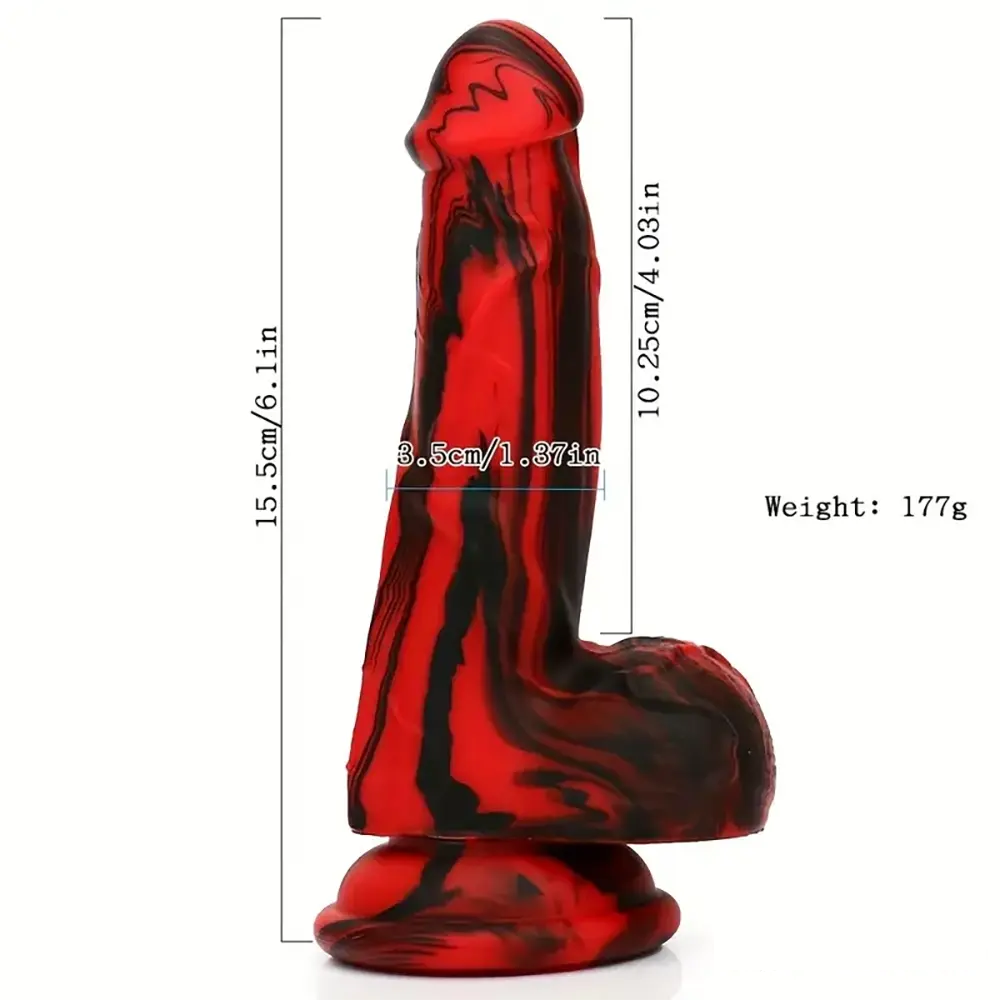 6.1in Silicone Soft Red Black Dildo For G-Spot Anal Stimulation Women Men